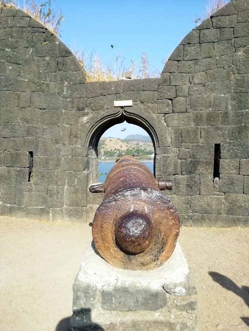 One of the cannons housed inside Janjira Fort